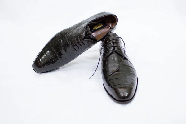 Stylish Men Black Shoes White Background — Stock Photo, Image