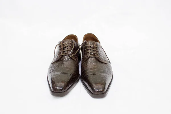 Elegantes Zapatos Marrones Para Hombre Sobre Fondo Blanco —  Fotos de Stock