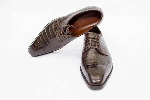 Stijlvolle Mannen Bruine Schoenen Een Witte Achtergrond — Stockfoto
