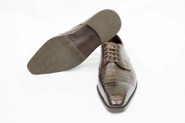 Stijlvolle Mannen Bruine Schoenen Een Witte Achtergrond — Stockfoto