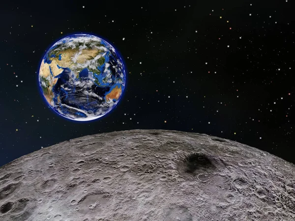 Erde vom Mond aus gesehen Stockfoto