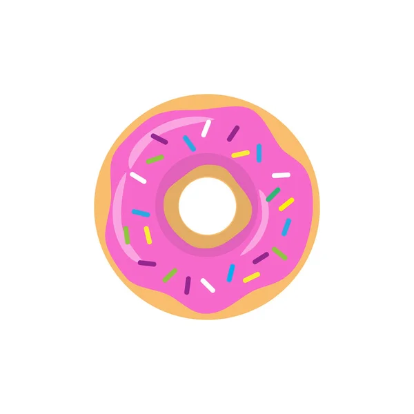 Donut Vidro Rosa Colorido Definido Fundo Branco Vista Cima Ilustração —  Vetores de Stock