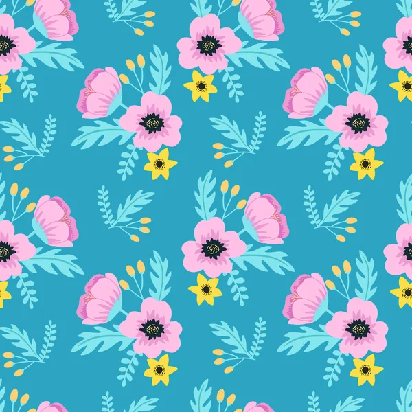 Élégant Printemps Coloré Motif Floral Sans Couture Avec Des Fleurs — Image vectorielle