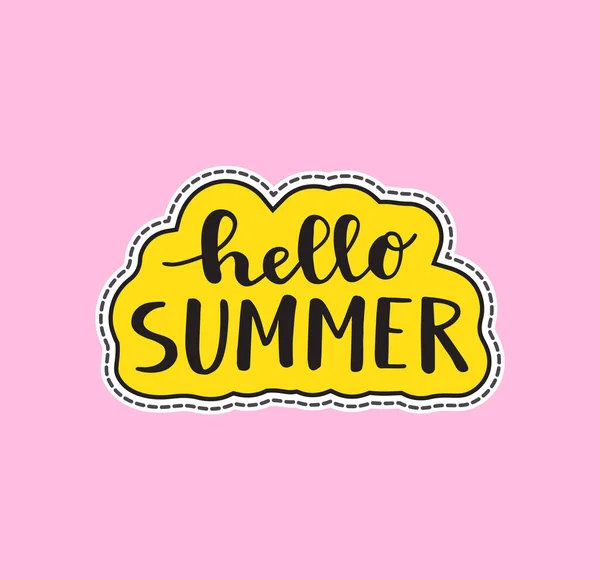 Hello Summer Lettering Sticker Vector Illustration — Stock Vector