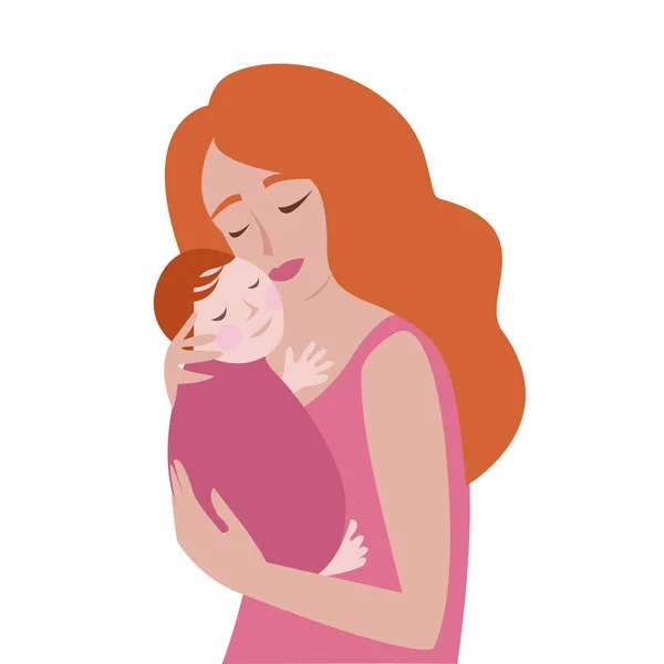 Young Happy Beautiful Woman Newborn Baby Young Mother Holding Baby — Stock Vector