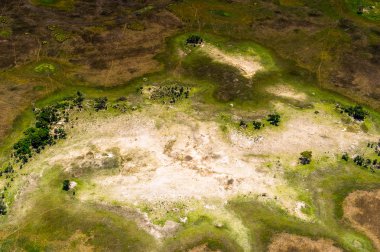 Okavango Deltası'nın (Okavango Çayırı) güzel havadan görünümü, Afrika'nın Yedi Doğa Harikasından biri, Botsvana
