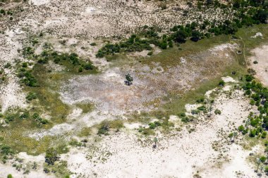 Okavango Deltası'nın (Okavango Çayırı) güzel havadan görünümü, Afrika'nın Yedi Doğa Harikasından biri, Botsvana