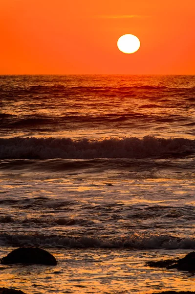 Захід Сонця Над Атлантичним Океаном Місті Свакопмунд Намібія — стокове фото