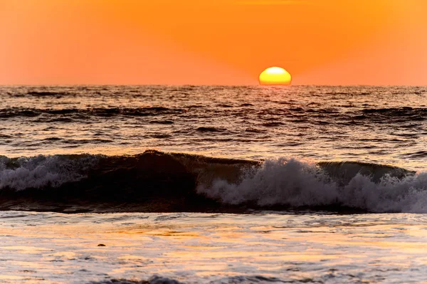 Захід Сонця Над Атлантичним Океаном Місті Свакопмунд Намібія — стокове фото