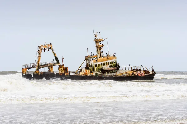 Пошкоджений Покинутий Корабель Узбережжі Намібії — стокове фото