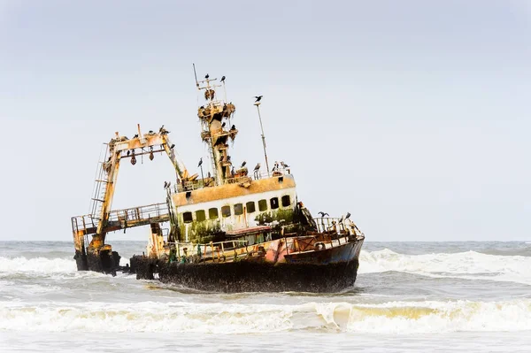 Verlassenes Schiff Der Küste Von Namibia Beschädigt — Stockfoto