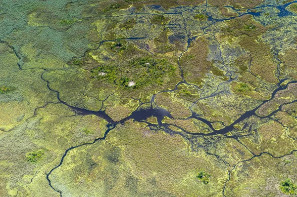 Aerial Panoramiczny Widok Okavango Delta Okavango Grassland Jeden Siedmiu Cudów — Zdjęcie stockowe