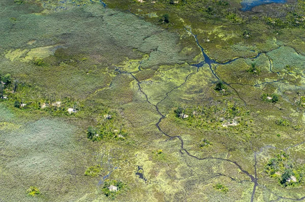 Vue Panoramique Aérienne Delta Okavango Okavango Grassland Une Des Sept — Photo