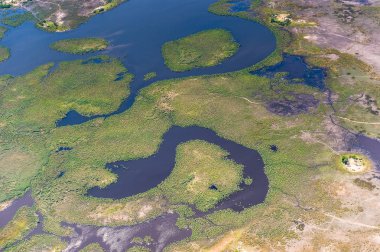 Okavango Delta (Okavango otlak), bir yedi doğal güzellikleri, Afrika, Botswana, havadan görünümü