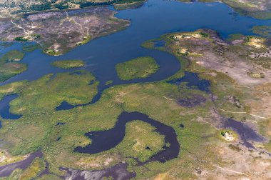 Okavango Delta (Okavango otlak), bir yedi doğal güzellikleri, Afrika, Botswana, havadan görünümü