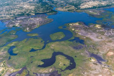 Okavango Delta (Okavango otlak), bir yedi doğal güzellikleri, Afrika, Botswana, havadan görünümü