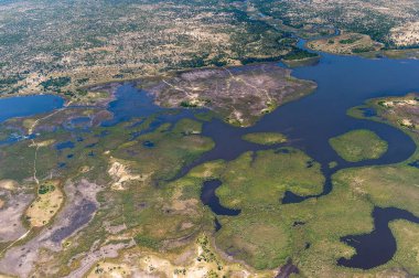 Okavango Delta (Okavango otlak), bir yedi doğal güzellikleri, Afrika, Botswana, havadan görünümü