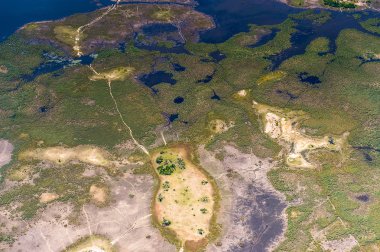 Okavango Delta (Okavango otlak), bir yedi doğal güzellikleri, Afrika, Botswana, havadan görünümü