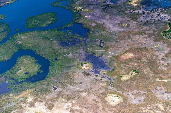 Aerial View Okavango Delta Okavango Grassland One Seven Natural Wonders — Stock Photo, Image