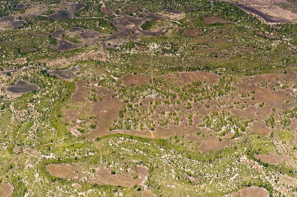奥卡万戈三角洲 奥卡万戈草原 七个的自然奇观非洲博茨瓦纳之一的鸟瞰图 — 图库照片
