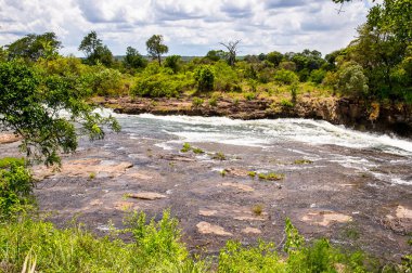 Victoria Şelalesi yakınlarındaki Zambezi nehri, Zambiya ve Zimbabve yatılı. Unesco Dünya Mirası