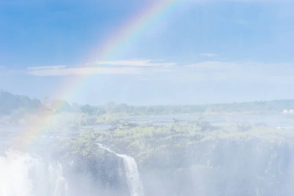 Rainbow Victoria Falls Zambezi Folyó Zimbabwe Zambia — Stock Fotó