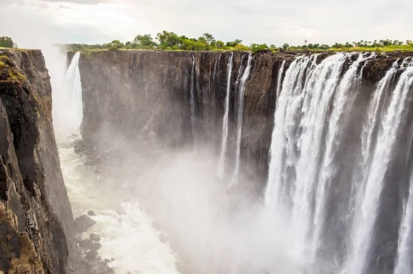 Vyhlídkový Pohled Viktoriiny Vodopády Řeku Zambezi Zimbabwe Zambie — Stock fotografie