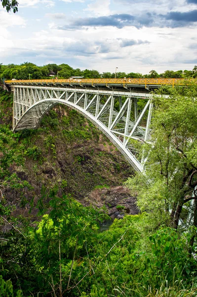 Broen Ved Victoria Falls Zambezi River Zimbabwe Zambia - Stock-foto