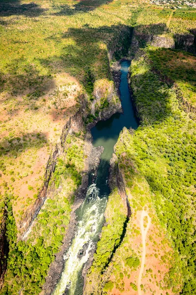 Increíble Vista Aérea Las Cataratas Victoria Zambia Zimbabwe Patrimonio Mundial — Foto de Stock