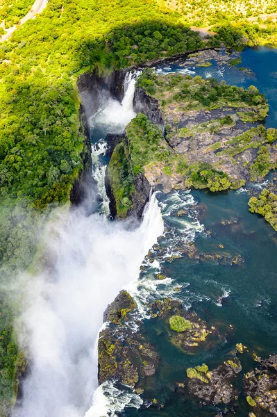 Amazing Air View Victoria Falls Zambia Zimbabwe Unesco World Heritage — Stock Photo, Image