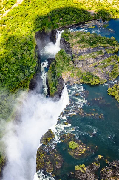 Vista Aérea Incrível Das Cataratas Vitória Zâmbia Zimbábue Património Mundial — Fotografia de Stock