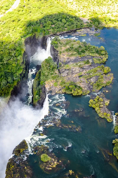 Elképesztő Levegő Kilátás Victoria Falls Zambia Zimbabwe Unesco Világörökségek — Stock Fotó