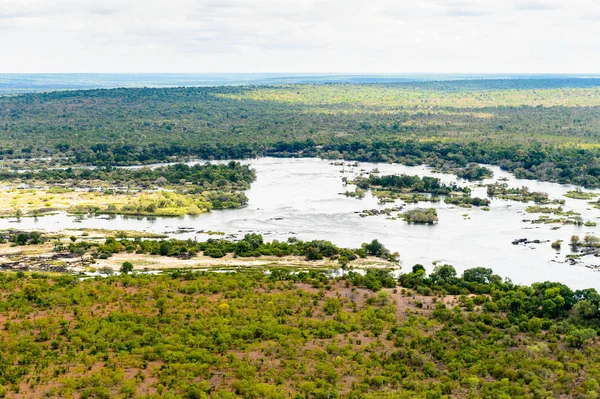 Vista Aérea Incrível Das Cataratas Vitória Zâmbia Zimbábue Património Mundial — Fotografia de Stock