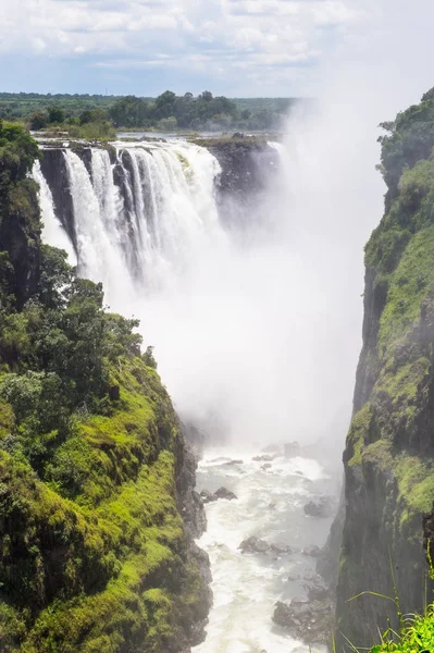 Victoria Falls Határ Zambia Zimbabwe Unesco Világörökségek — Stock Fotó