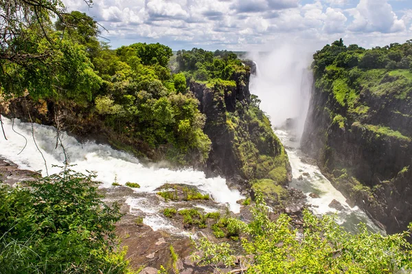 Victoria Falls Pensionista Zâmbia Zimbabué Património Mundial Unesco — Fotografia de Stock