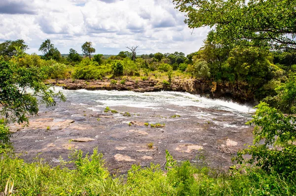 Victoria Falls Granicy Zambii Zimbabwe Światowe Dziedzictwo Unesco — Zdjęcie stockowe