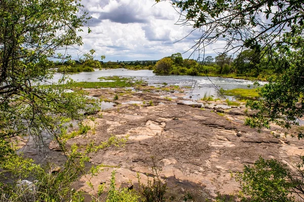 Victoria Şelalesi Yakınlarındaki Zambezi Nehri Zambiya Zimbabve Yatılı Unesco Dünya — Stok fotoğraf