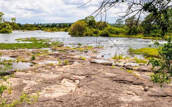 Rio Zambeze Perto Das Cataratas Vitória Embarque Zâmbia Zimbábue Património — Fotografia de Stock
