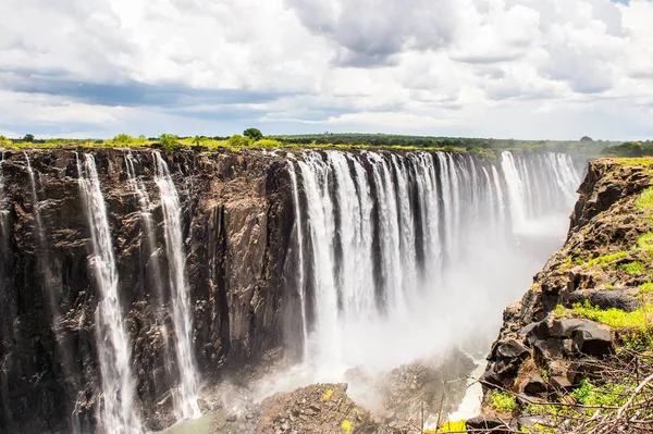 Krásný Výhled Viktoriiny Vodopády Strávce Zambii Zimbabwe Světové Dědictví Unesco — Stock fotografie