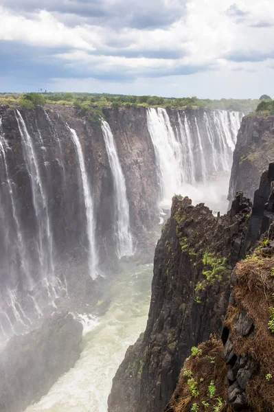 Bela Vista Das Cataratas Vitória Pensionista Zâmbia Zimbabué Património Mundial — Fotografia de Stock