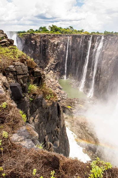 美丽的维多利亚瀑布景色 赞比亚和津巴布韦的寄宿者 联合国教科文组织世界遗产 — 图库照片