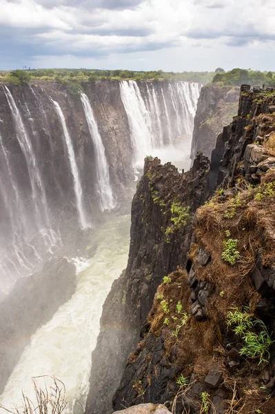 Bella Vista Sulle Cascate Vittoria Confine Tra Zambia Zimbabwe Patrimonio — Foto Stock