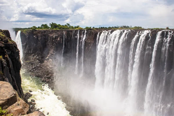 Victoria Falls Confinante Con Zambia Zimbabwe Patrimonio Mondiale Unesco — Foto Stock