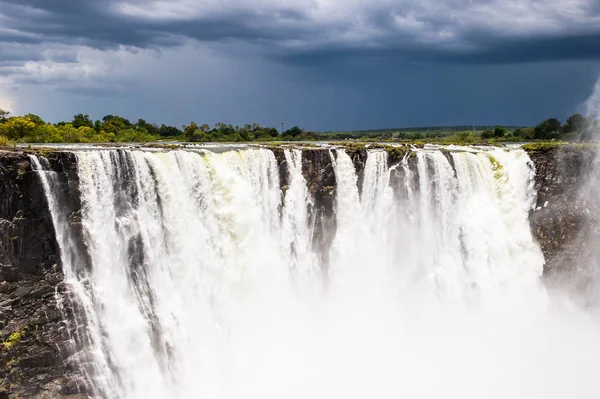 Victoria Falls Confinante Con Zambia Zimbabwe Patrimonio Mondiale Unesco — Foto Stock