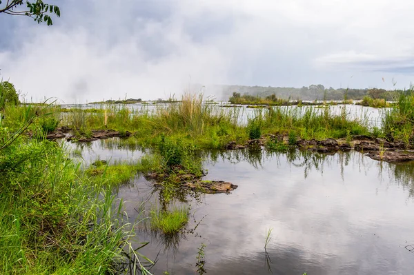 Paisaje Del Río Zambezi Isla Livingstone Llamado Así Por Explorador —  Fotos de Stock