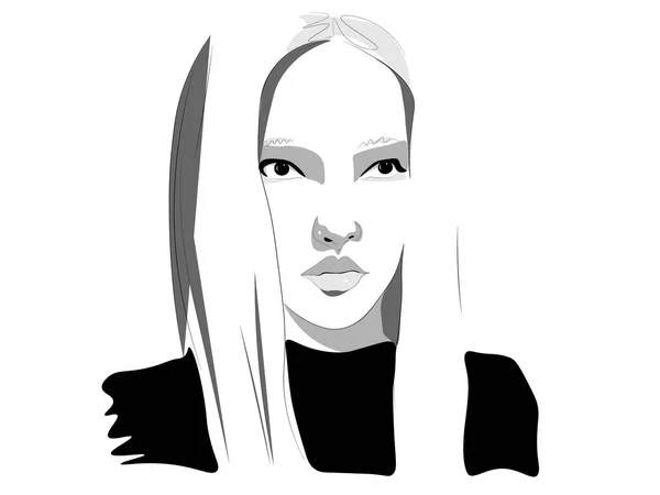 Vektorové Ilustrace Portrét Izolované Dívky Ilustrace Kreslené Módní Doodle — Stockový vektor