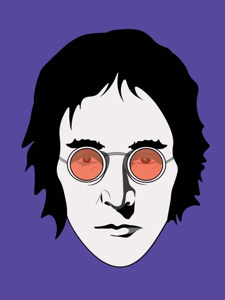 Április 2018 Illusztrációja John Lennon Piros Pohár Lila Háttér Eps10 — Stock Vector