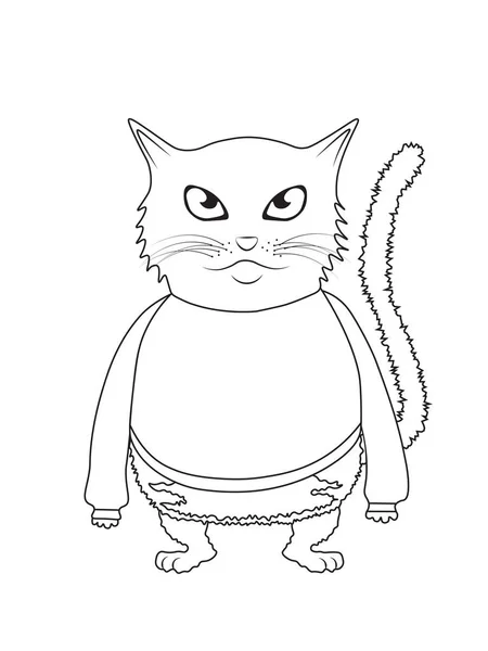 Ilustración Silueta Gato Divertido Aislado Esquema Para Libro Para Colorear — Vector de stock