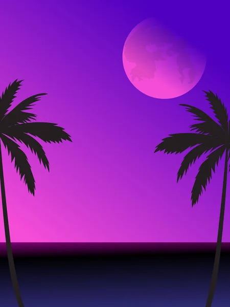 Ilustração Uma Paisagem Cena Noturna Cores Azul Roxo Com Uma —  Vetores de Stock