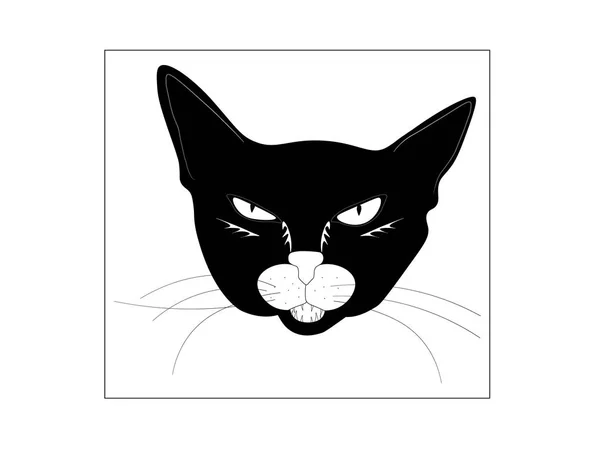 Ilustración Icono Gato Blanco Negro Sobre Fondo Cuadrado Blanco — Vector de stock